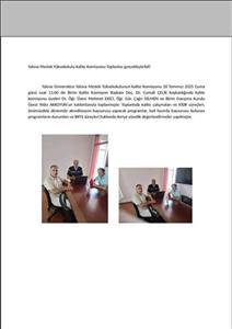 Yalova Üniversitesi Yalova Meslek Yüksekokulu Kalite Komisyonu Toplantısı.   
